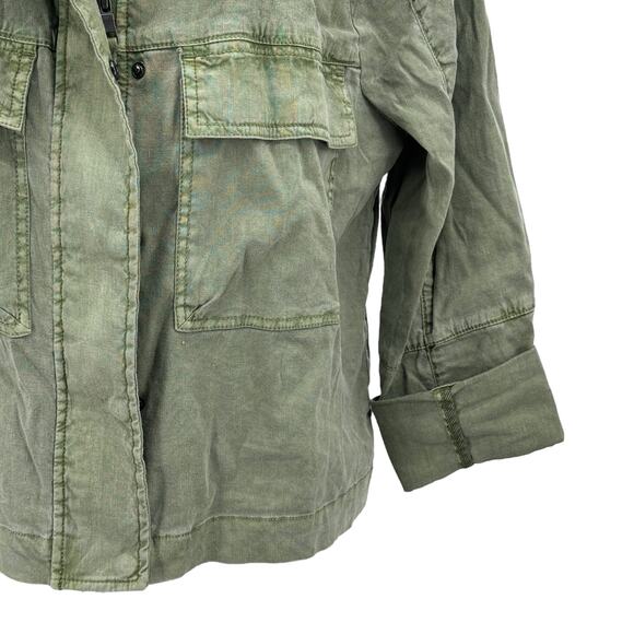 Evereve Camp Jacket Linen Women's SZ L Green Utility Military Cargo Streetwear - Picture 4 of 12